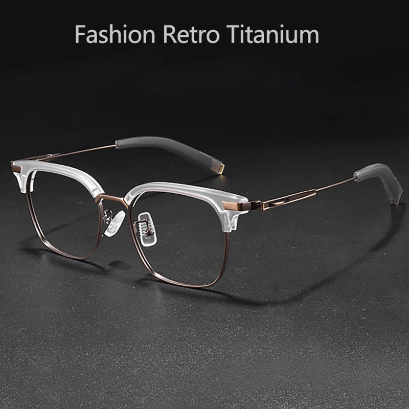 

Fashion Retro Titanium Eyewear Large Size Square Glasses Myopia Astigmatism Hyperopia Optical Prescription Frames Man SS107