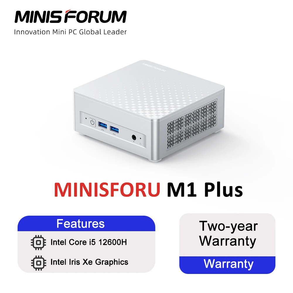 MINISFORUM M1 Plus Mini PC Intel Core i5 12600H DDR5 4800Mhz 16GB 512GB SSD Office Computer WiFi 6E BT 5.2 Support DP HDMI2.1 PC