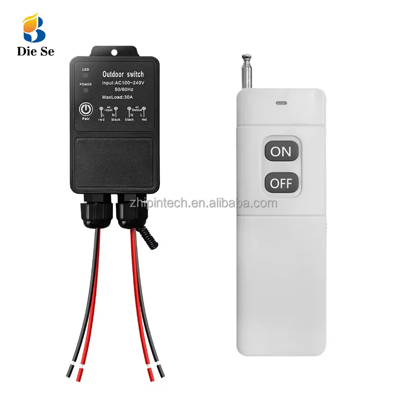 RF 433MHz Wireless Light Switch 110-240V 20A 30A, 1000m Long Range Waterproof for Outdoor Lighting