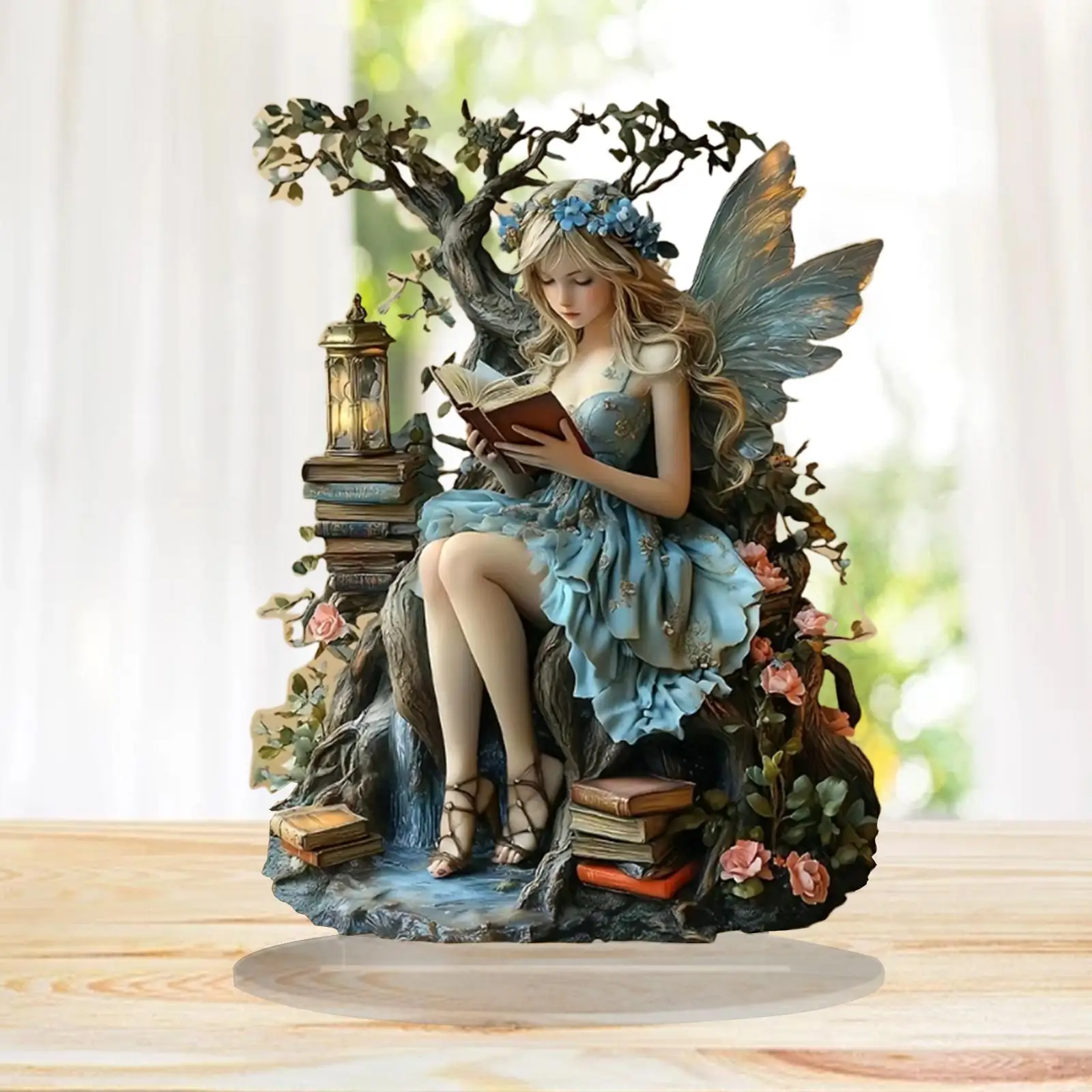 2D Fairy Elves Decoration Tabletop Ornament Adornment Collecting Centerpiece Flat Acrylic Decor for Shelf Office Desk Home