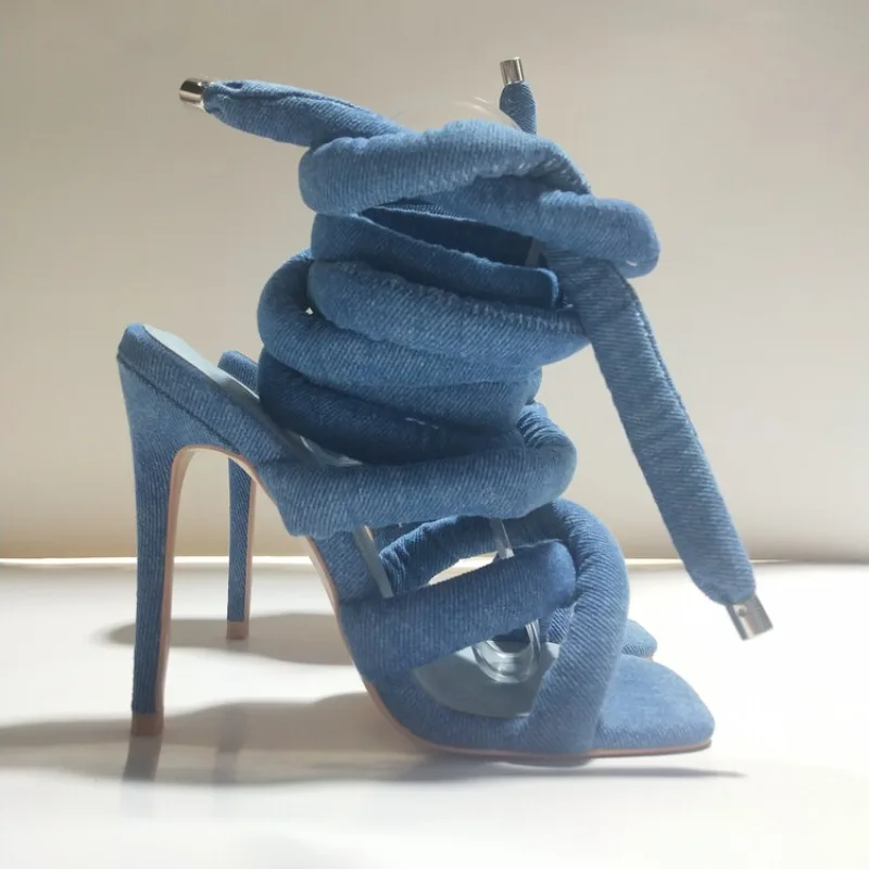 

Модные подиумные сандалии с перекрестными ремешками на щиколотке, европейские и американские летние женские сандалии на высоком каблуке с квадратным носком в римском стиле, размер 34-43