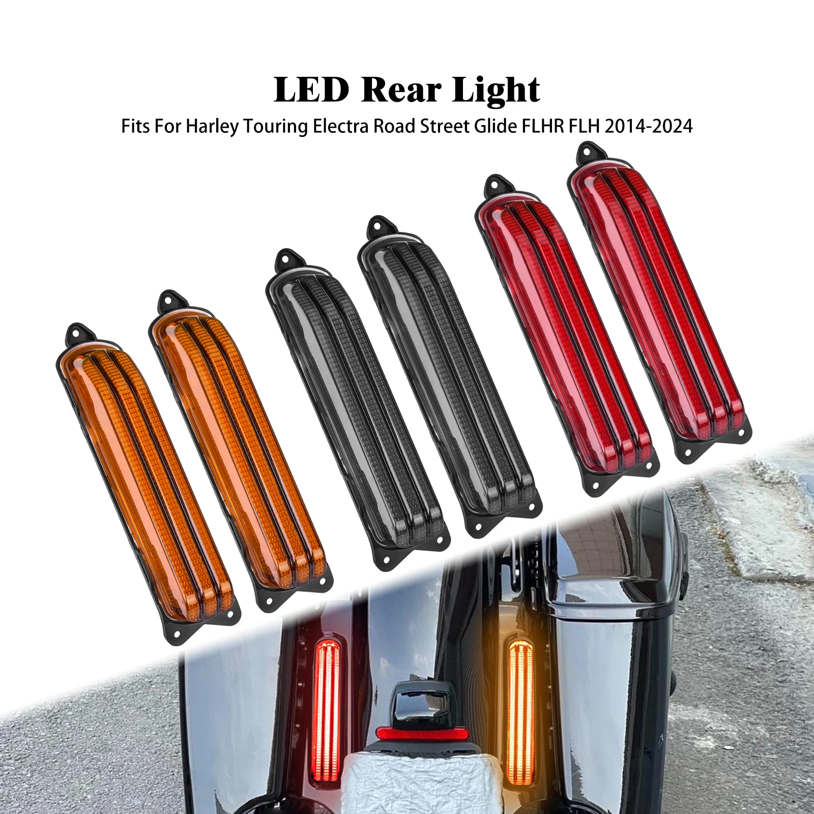 

Motorcycle LED Light Rear Fender Extension Fascia Lamp Tail Light For Harley Touring 2014-Up CVO Electra Street Road Glide FLHR