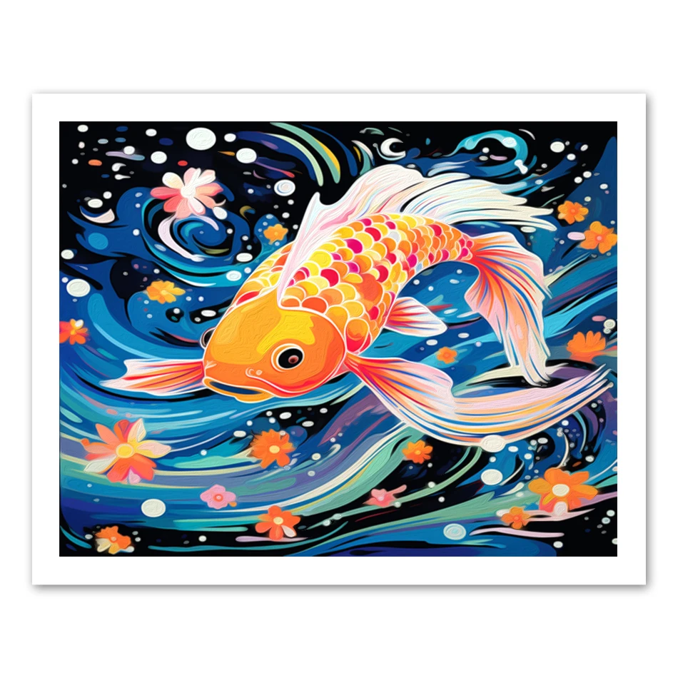 

RUOPOTY Painting By Number Adults Coloring For Adults Animals Goldfish Diy Crafts Handwork Paint Kit Retro Art Home Decoration