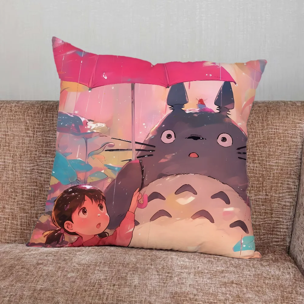 Anime N-Neighbor T-Totoro-S Pillow Case For Home Bedroom Car Office Decoration Living Room Sofa Cushion Cover Suitable