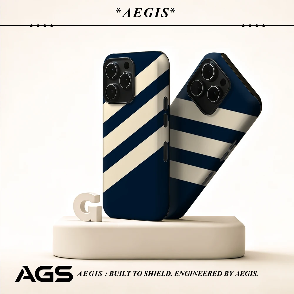 Marineblaue diagonale Streifen-Handyhülle für magnetische Handyhülle für IPhone 17 16 15 14 13 Pro Max Plus, einzelne doppelschichtige robuste Hülle