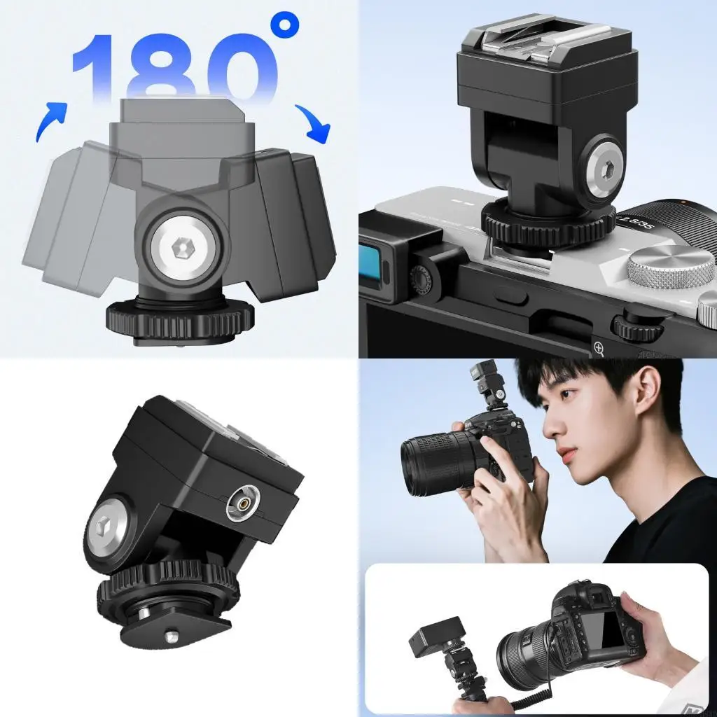 Rotating Flash Adapter Bracket With Height Extension PC Syncing Port Photography Tool H8WD
