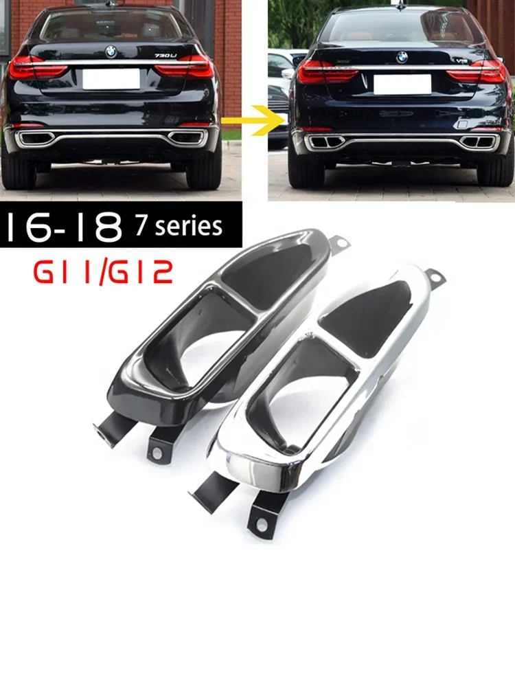 SYPES Black Stainless Steel G11 Exhaust Pipe For BMW 7 Series G11 G12 2019-2020  Exhaust Pipe Muffler Tips