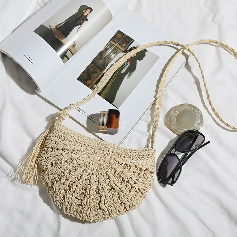 

Straw Weave Paper Rope Cosmetic Bag Large Capacity Purse Wallets Shoulder Bags Crossbody Bags Small Beach Bag Women Handbags