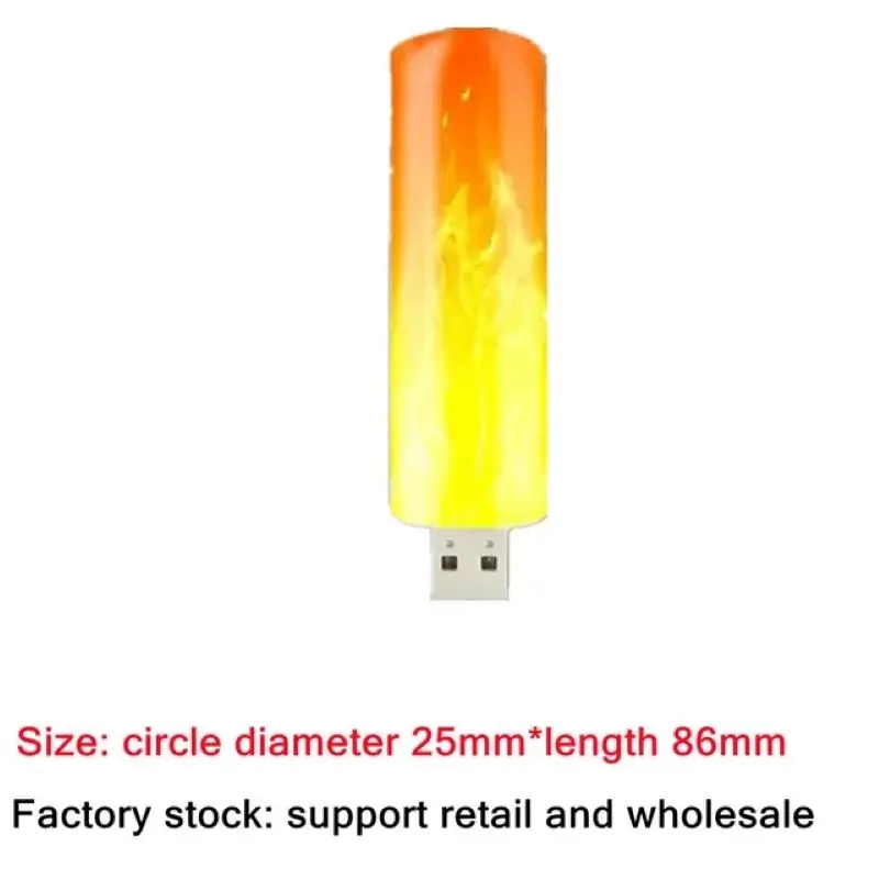 2PCS USB 5V LED atmosphere lamp flame flicker candle lamp book lamp mobile power camping lighting cigarette lighter effect lamp