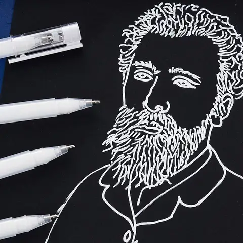 1-5 unids/set bolígrafo de Gel de tinta blanca 0,8mm marcador para resaltar arte dibujo pintura pluma diario tinta blanca línea bolígrafos útiles escolares