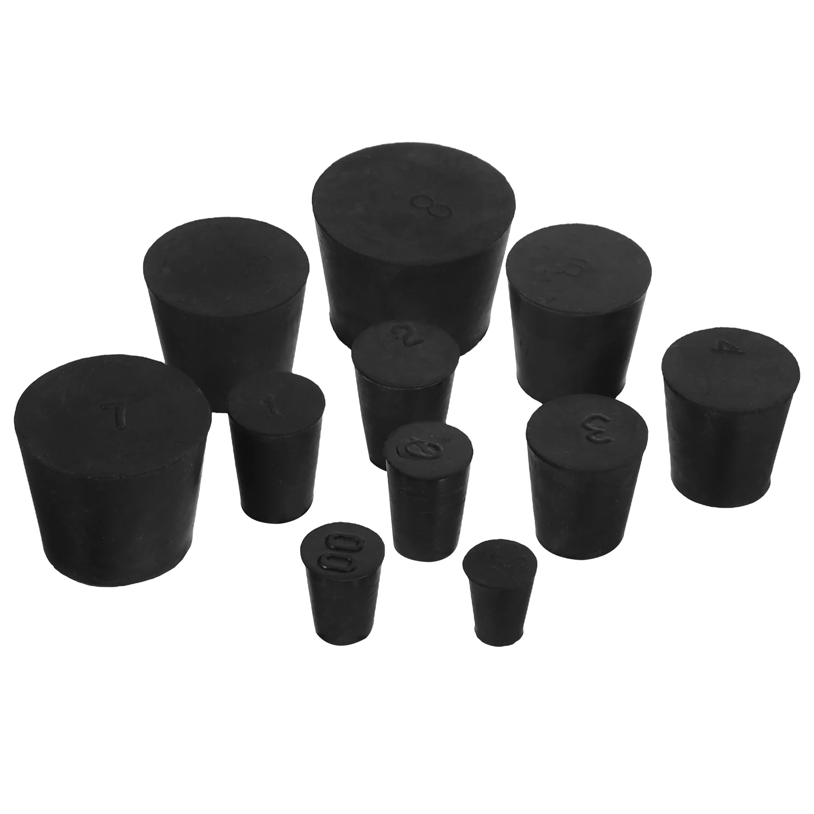 

11pcs Black Rubber Stoppers Laboratory Plug Sealer for Containers Beakers Furniture High Performance Leakproof