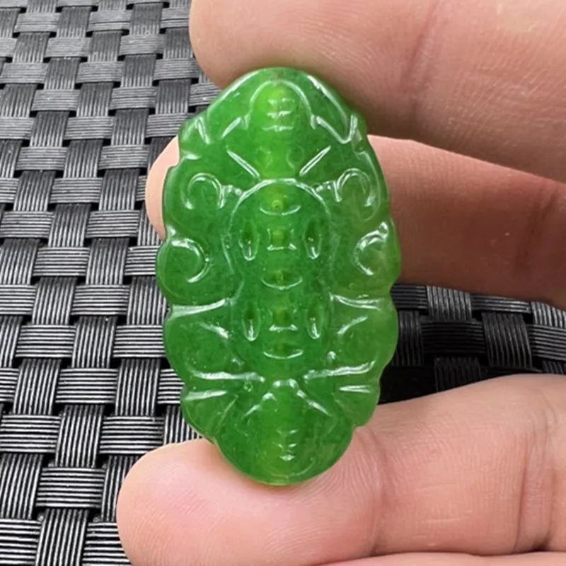 Taiwan Jasper Blessing Within Sight Jade Pendant Spinach Green Large Hole Pendant Pendant Sweater Pendant Factory Wholesale