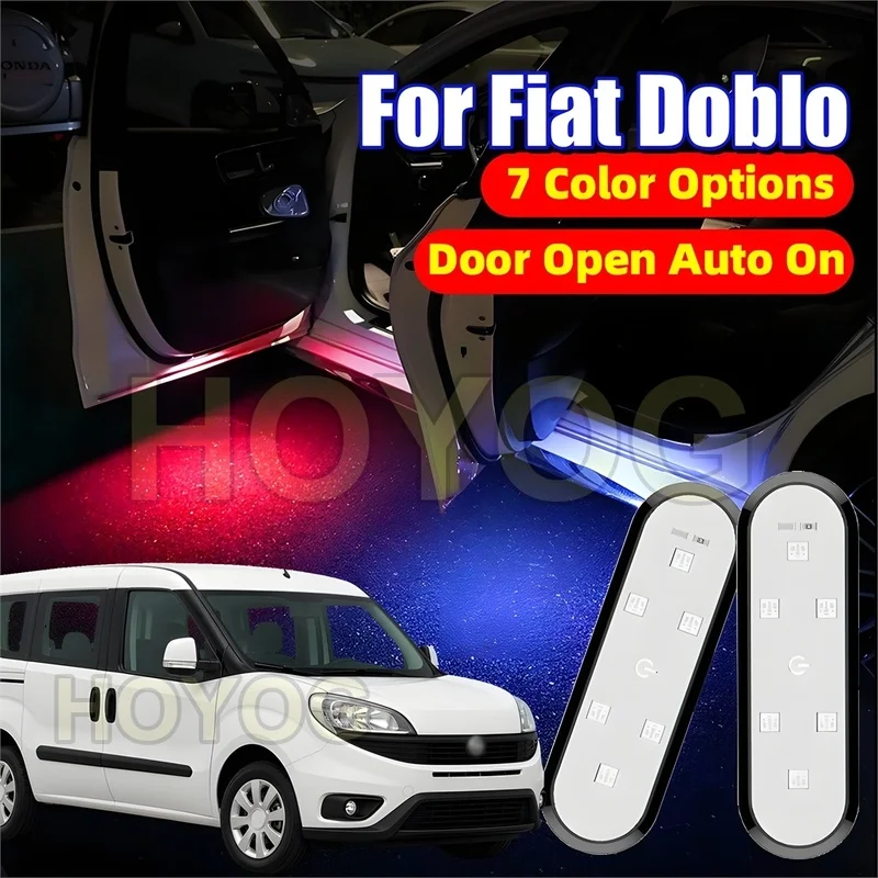 Fit for Fiat Doblo 2010-2026 USB Rechargeable LED Car Door Warning Light with a Magnetic Sensor and No-Drill Installation