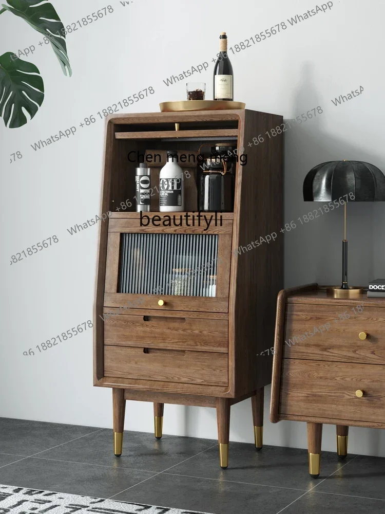 

ss7304 Nordic Solid Wood TV Cabinet Side Cabinet Ash Wood Clothes Closet Light Luxury Living Room Simple Storage Chest of Drawer