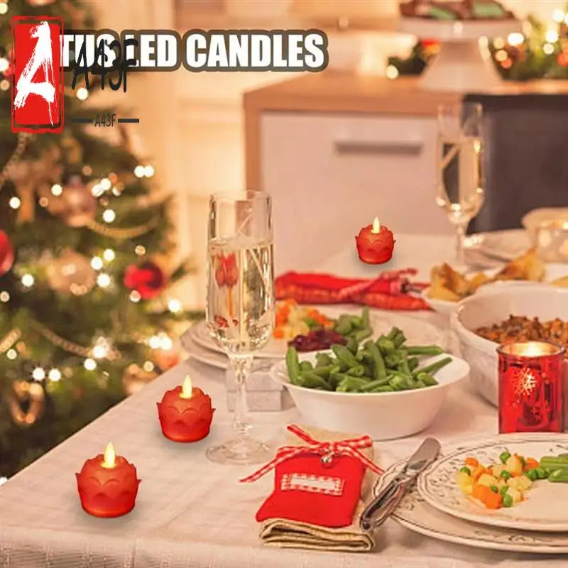 

A43F-Buddhist Table Candle Candle Lamp Flameless 12Pieces Buddhist Lights Waterproof 100 Hour Tea Light Battery Operated