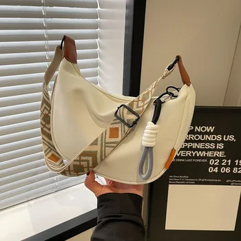 2024 אופנה חדשה crossbody עיצוב רצועת כתף רחבה פשוט תיק כתף יחיד סגנון מקורי mumpling תיק נשים