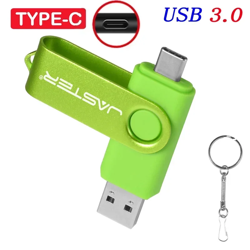 Hoge snelheid USB 3.0 Type C USB-flashdrive 128 GB Gratis sleutelhanger Pendrive 64 GB Oranje 2 in 1 USB-stick 32 GB 16 GB Business Mini - afbeelding 1