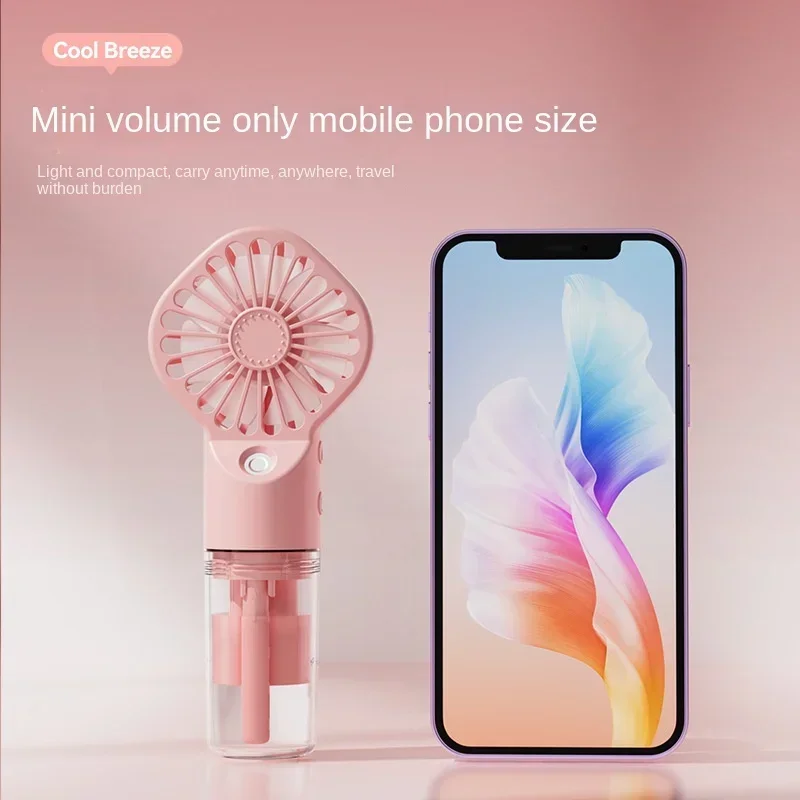 

Handheld Mini Fan USB Rechargeable Portable Misting Fan With 4 Adjustable Speed Spray Water Mist Fan Outdoor Camping Travelling