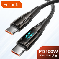 Toocki 100W USB C to USB C Cable 6A Fast Charging USB Type C Cable Digital Display Data Cord For MacBook Xiaomi Realme Samsung