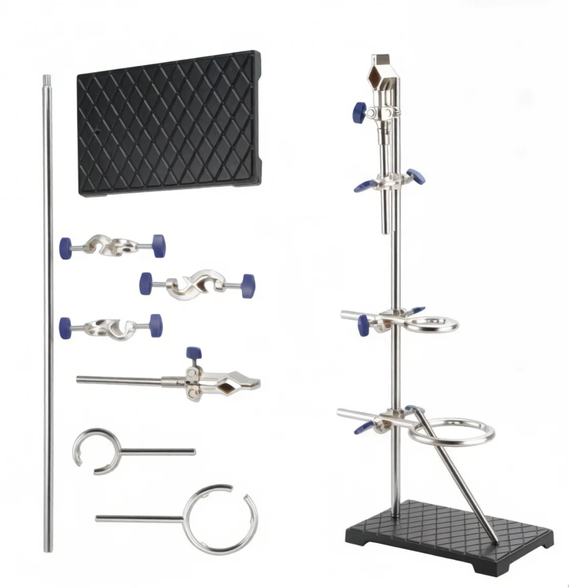Lab Retort Stand Set with Clamps & Rings - Heavy Duty Lab Support Stand Kit 615mm Z0111