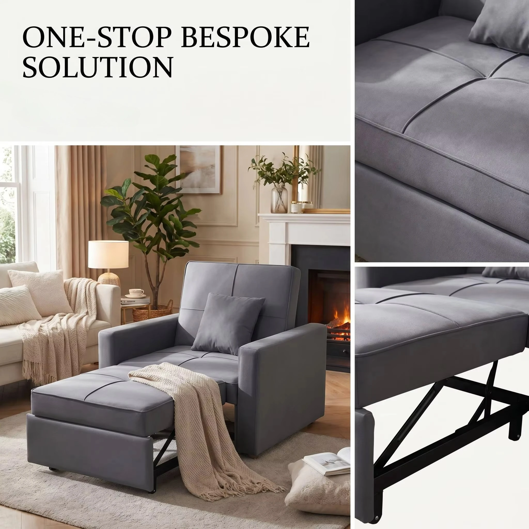 #￥Custom Small Space Sofa Bed, Multi-Functional Convertible Couch, Living Room Sleeper with Tailored Fabric & Color