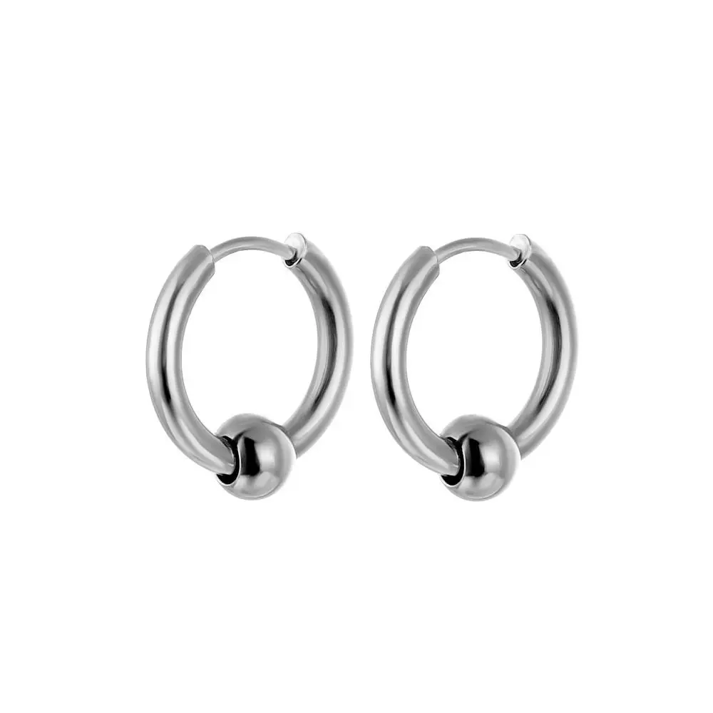 Male Accessory Golden Charm Punk Vintage Hip Hop Simple Men Jewelry Korean Stud Earrings Hoop Earrings Stainless Steel Earrings