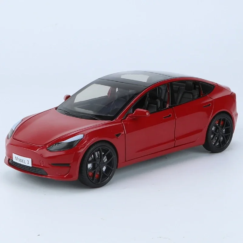 Alloy Car Model With Charger Collective Simulation 1/24 Telas MODEL3 Voiture Miniature Diecast Toys Vehicles Kids Gift Birthday