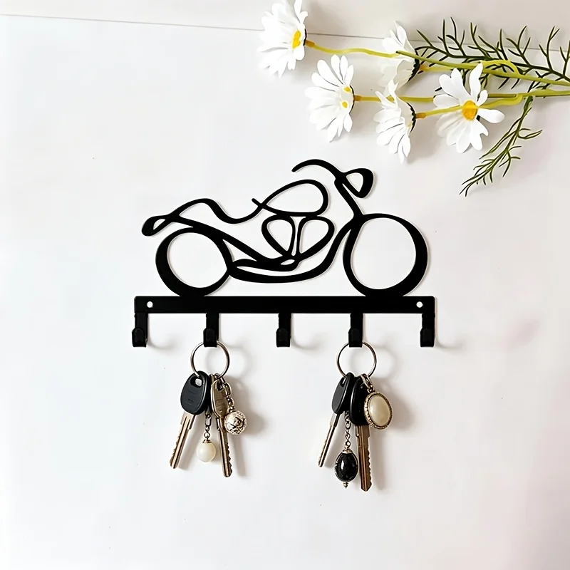 CIFBUY Metal Motorcycle Key Rack Wall Mounted Iron Art Key Holder Entryway Organizer Fun Artistic Shape Decorative Hook Gift for