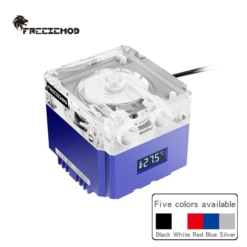

FREEZEMOD Вычислительное охлаждение ПК, охладитель воды, бесшумный насос, ШИМ, интеллектуальный поток, 800 л/ч VA, ЖК-дисплей, датчик температуры, RGB свет. ПУ-ФС4М-П