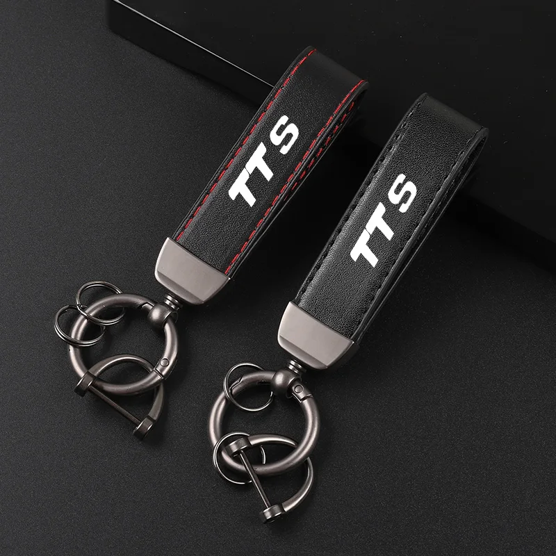 Deluxe Leather Keychain with Car Badge Keychain Pendant For AUDI TTS