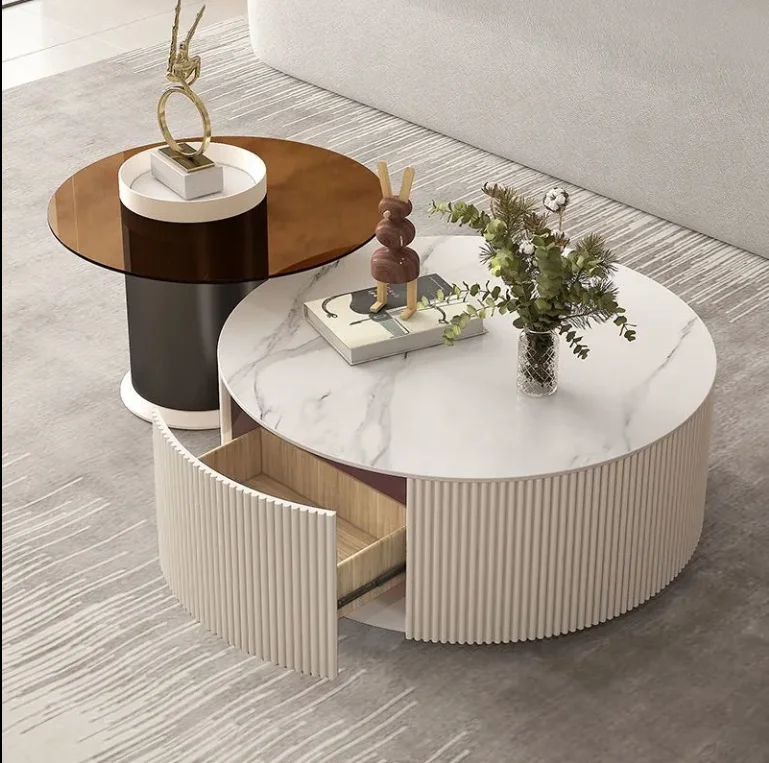 Легкий роскошный журнальный столик из каменной плиты