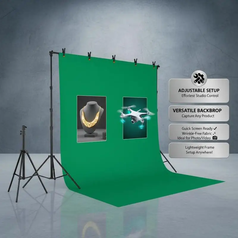 Backdrop Stand, 5 x 6.5 ft Adjustable Photo Backdrop Stand Kit, Portable Background Backdrop Stand with 3 Crossbars, Heavy Duty Projector Screen Stand, for Wedding, Photo Video Studio & Party - view 4