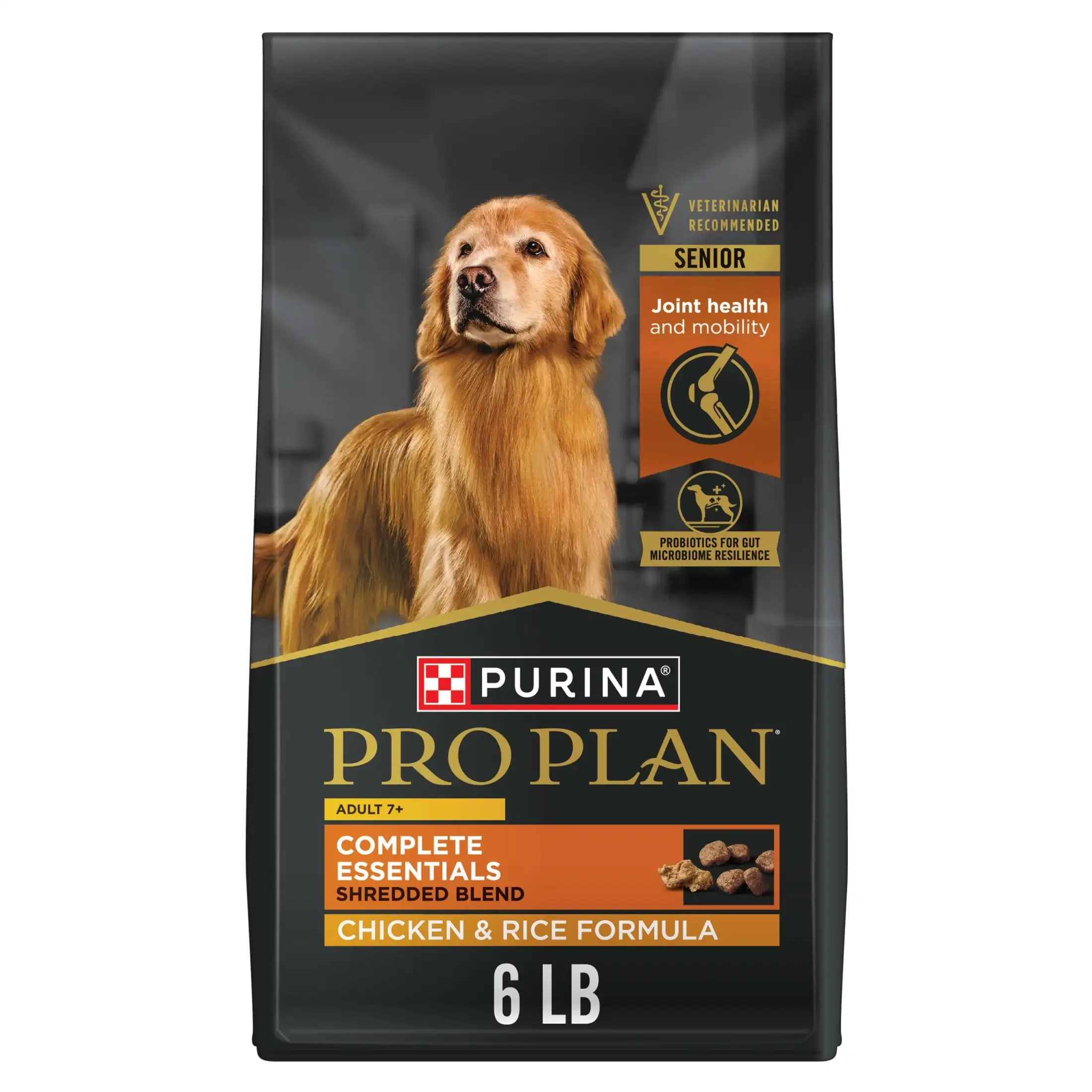Senior dog food shredded blend of chicken and rice formula for mature dogs 6 lb bag