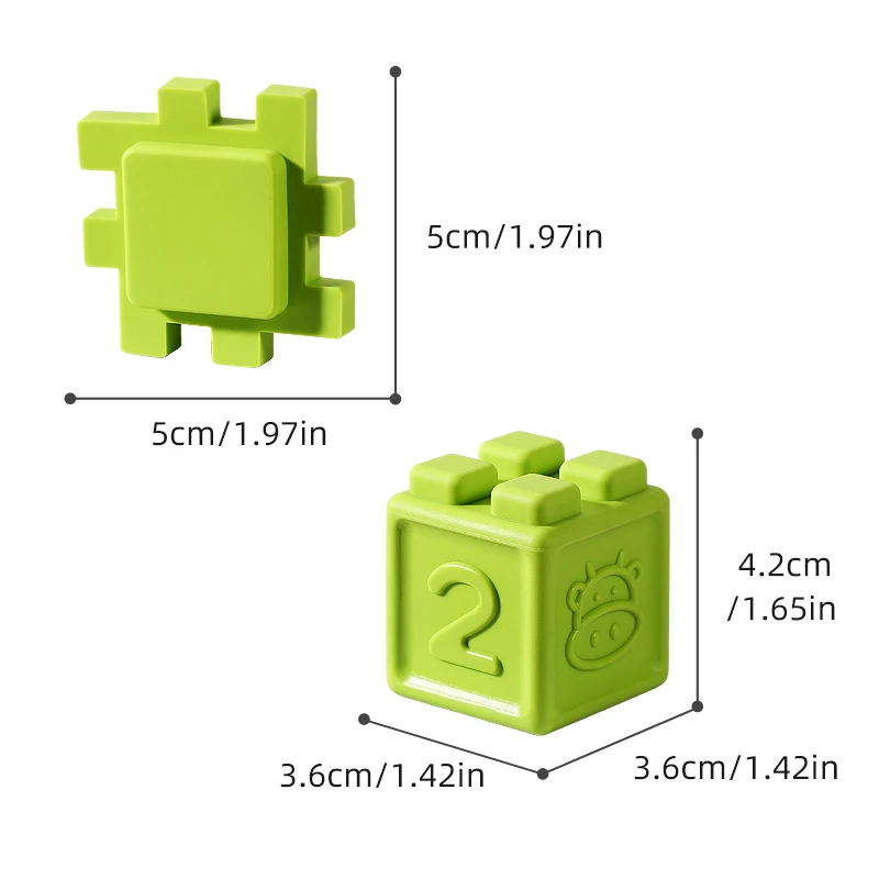12/6개 아기 실리콘 블록 조기 학습 장난감 유아용 스퀴즈 스태커 큐브 블록 치아발육기 아기 목욕 장난감