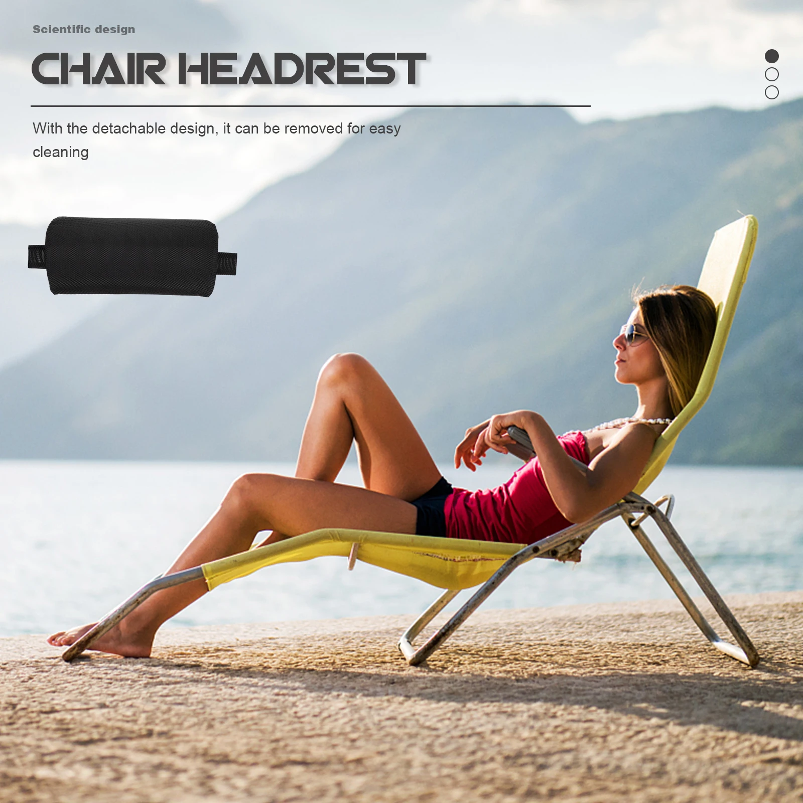 

Ergonomic Foldable Beach Chair Headrest Pillow For Anti- Lounge Chairs Soft Comfortable Deck Chair Neck Support