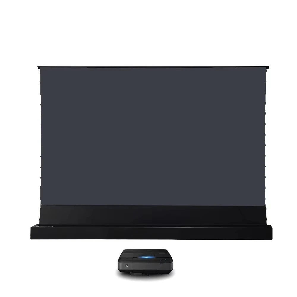 

Прямые продажи с завода: 135-дюймовый, 133-дюймовый 16:9 HD TV UST ALR электрический напольный лифт-экран, подходящий для лазерных проекторов.