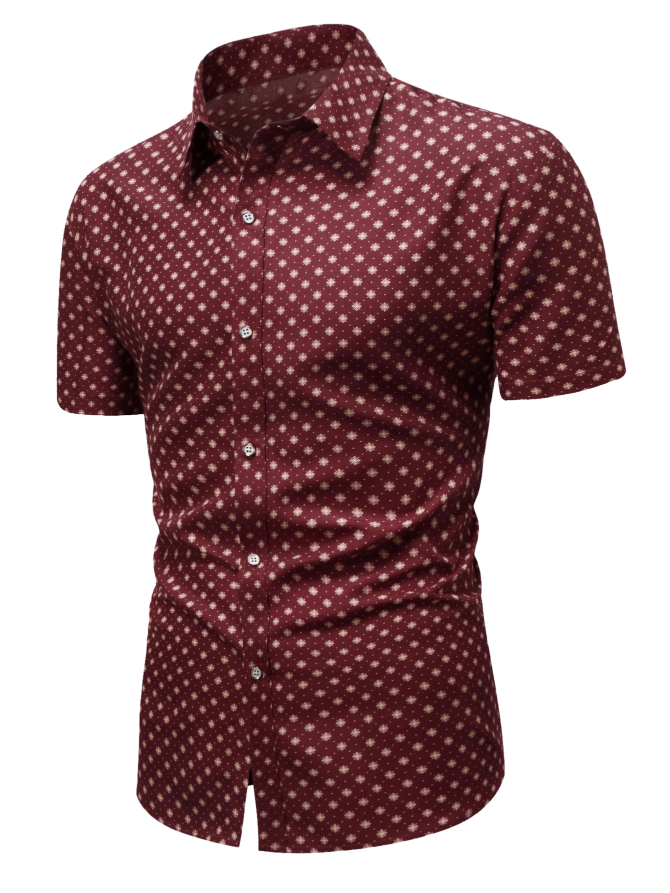 Men\'s Dots Printed Short Sleeved Button Up Shirts Casual Dressing Shirts Short Sleeve Button Down Shirts Summer Casual Shirts