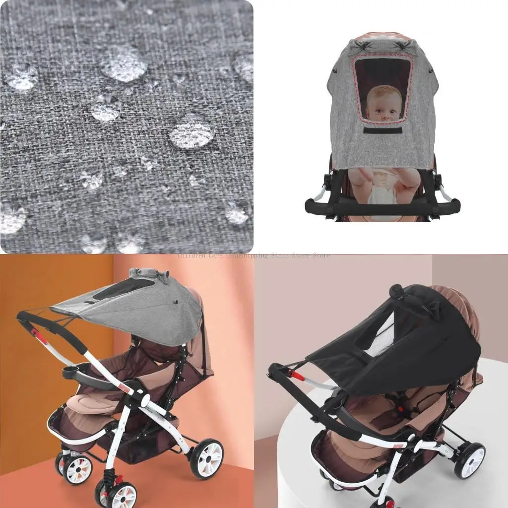 

Pram Sun Shade Canopy Tear Resistance Strollers Accessory Windproof Sunshade