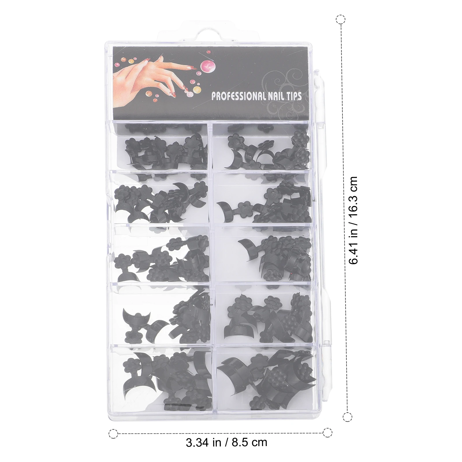 

100pcs French Nail Tips False Nails Plastic Press On Small Flowers Artificial Black Ultra Thin Salon Home for Christmas