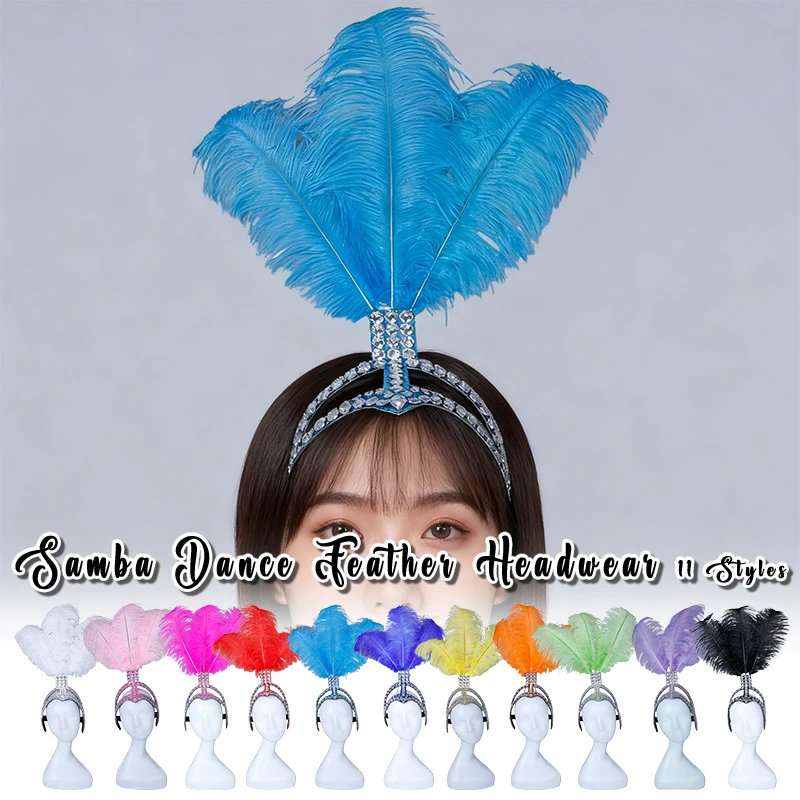 Feather Rhinestone Carnival Headdress Samba Dance Crown for Halloween Bar Stage Performances Party Parade Wings
