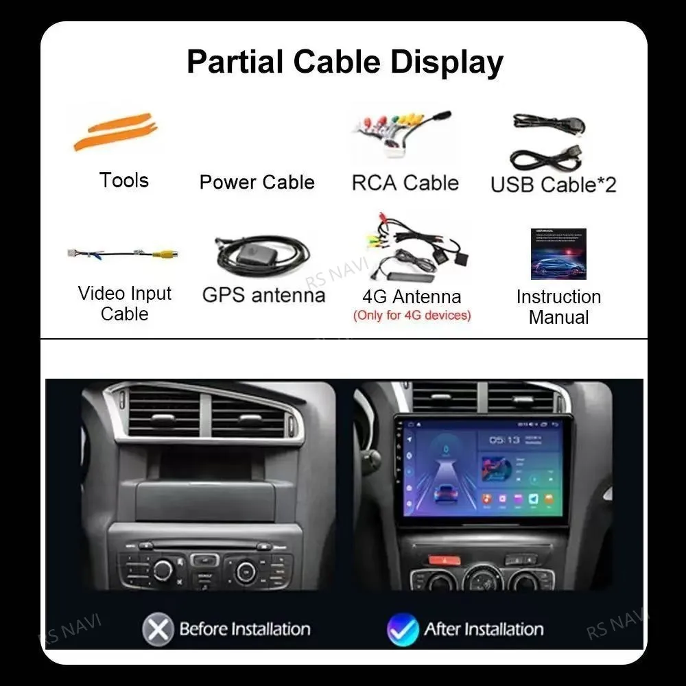 Android 16 Carplay DSP WIF+4G Car Radio GPS Multimedia Player For Citroen C4 C4L DS4 2013 2014 2015 2016 2017 Stereo 360 Camera