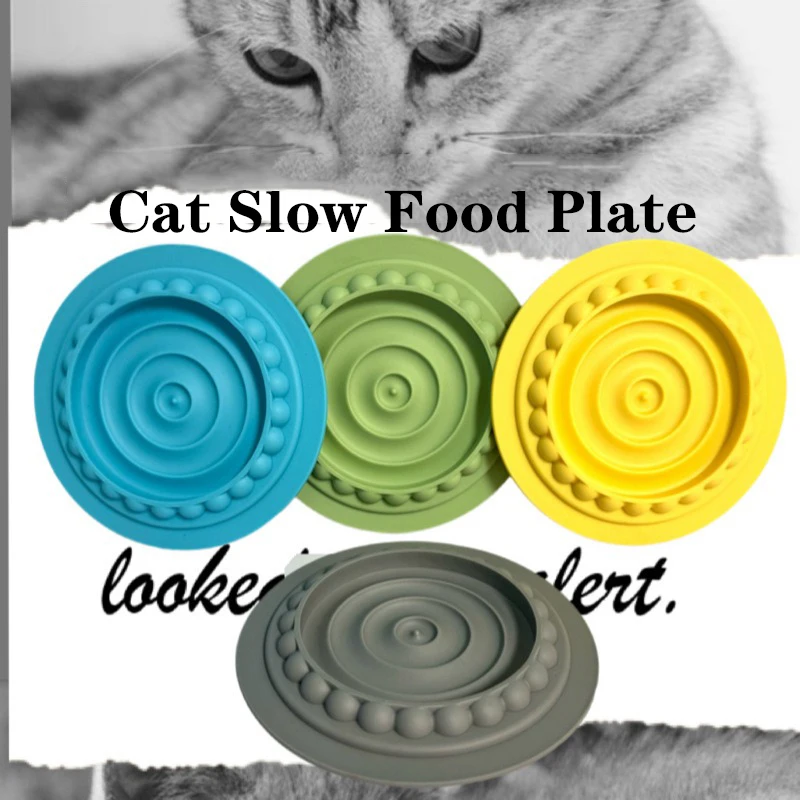 Cat Slow feeder Food Mat Pet liquid food bowl Cat Stripe Plate Slow Food Plate Cat Kits