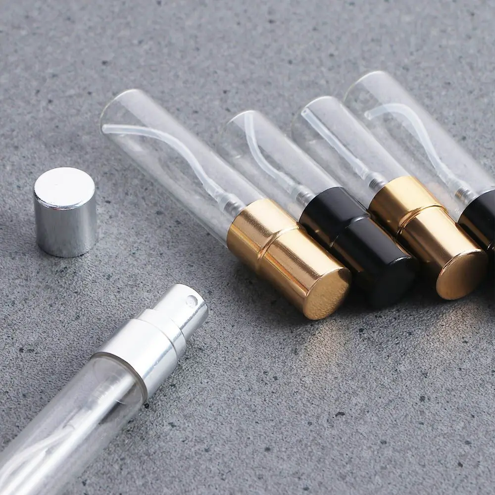 Transparent Gold Silver Cap Sample Vials Moisturizer Refillable Glass Bottle Spray Bottle Cosmetic Container  Atomizer