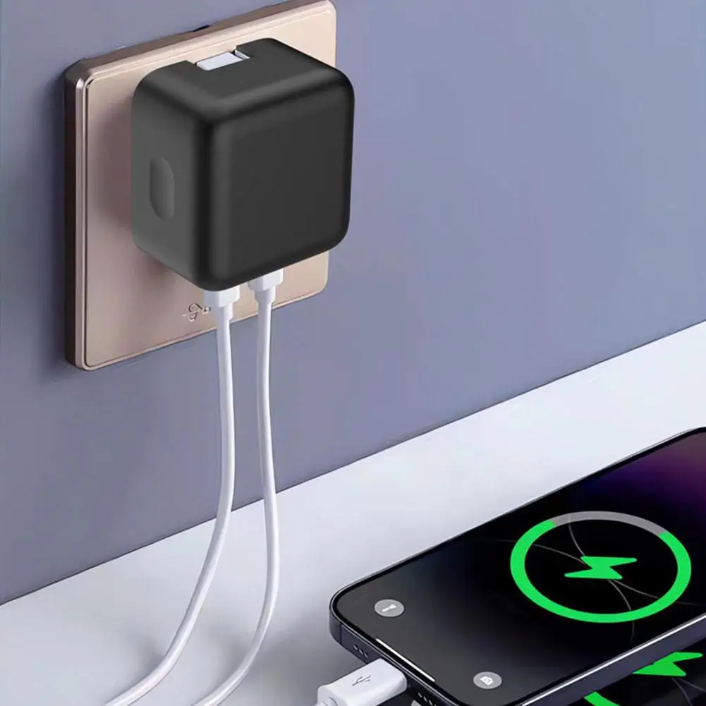 حافظة من السيليكون لشحن الرأس حافظة واقية لهاتف آيفون ماك بوك 35 وات منفذ USB-C مزدوج محول طاقة صغير ملحقات مضادة للسقوط #4