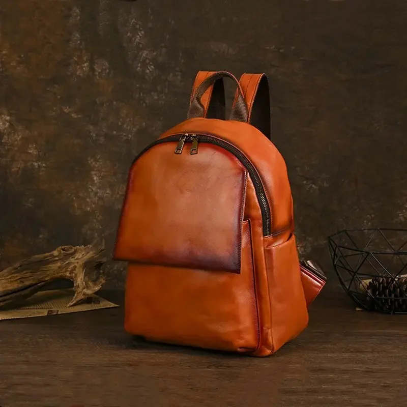 2027 New Cow Leather Women Backpacks Lady Cowhide Design Vintage Bags Female Retro Versatile Backpacks Ladie Fashion Bag
