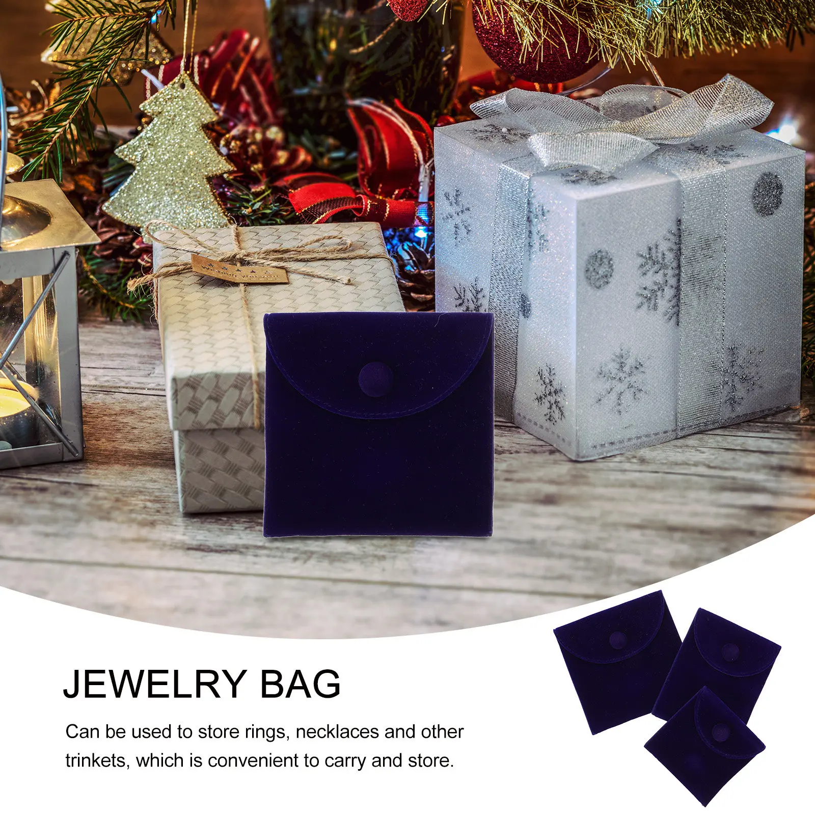 

3Pcs Jewelry Organizer Pouches Snap Button Small Jewelry Bags Travel Ring Bracelet Necklace Organizer Storage Bags Dark Blue