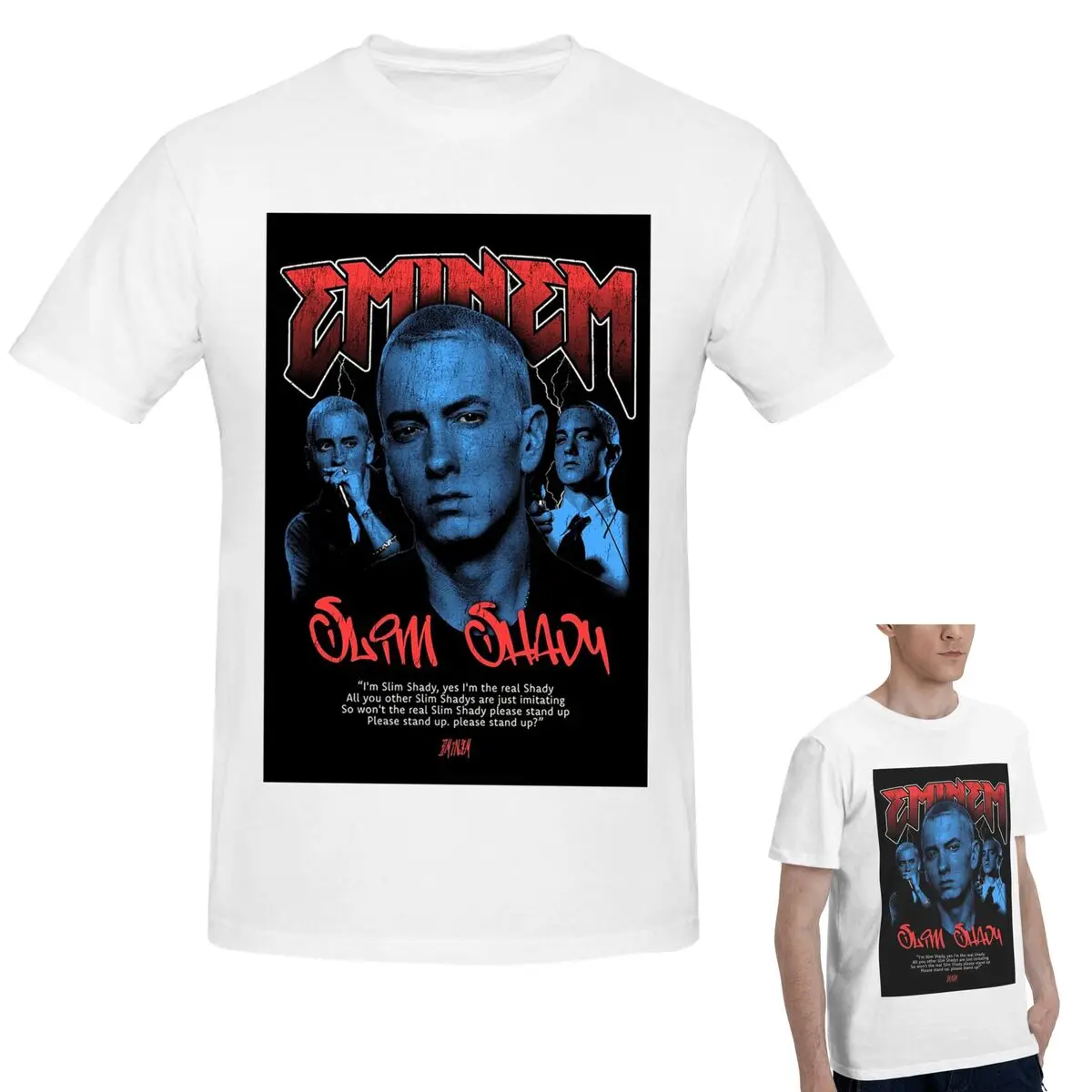 

100% Cotton Design Eminem T-Shirt Men's Funny Oversized T Shirt Men Crew Neck Summer Shirts Tops S-6XL