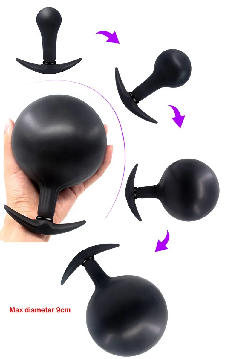 Boule Gonflable en Acier et Silicone, Dilatateur Anal, pour Élargir l'Anus, Portable