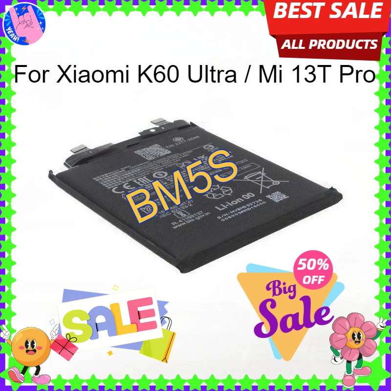 

High-Performance Mobile Phone Battery 4880mah BM5S for Xiaomi K60 Ultra / Mi 13T Pro