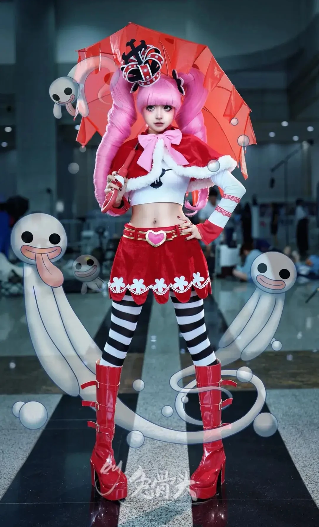 アニメペローナコスプレ衣装ウィッグ赤いマントフルセットハロウィン衣装ゴーストペローナプリンセスドレスクリスマス服制服スーツ